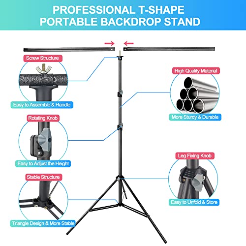 Green Screen Backdrop with Stand for Streaming, 6.5X 10ft (WxH) Protable Green Screen with 6.3 x 6.5 ft Stand kit, Greenscreen Background with Stand Carrying Bag 5 Spring Clamps - color: Green, size: 6.3 x 6.5 Ft