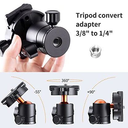K&F Concept 25mm Metal Tripod Ball Head 360 Degree Rotating Panoramic with 1/4 inch Quick Release Plate Bubble Level for Tripod Monopod Slider Camera Camcorder up to 18 pounds/8 kilograms BH-25 - size: 8 kg Capacity
