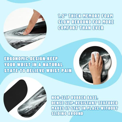 Black Hole Desk Mat Set Space Galaxy Art Large Mouse Pad with Wrist Rest 4in1 Desk Mat for Desktop Ergonomic Keyboard Wrist Support Anti-Slip Computer Ergonomic Mouse Pad Home Office Gaming - color: Black Hole
