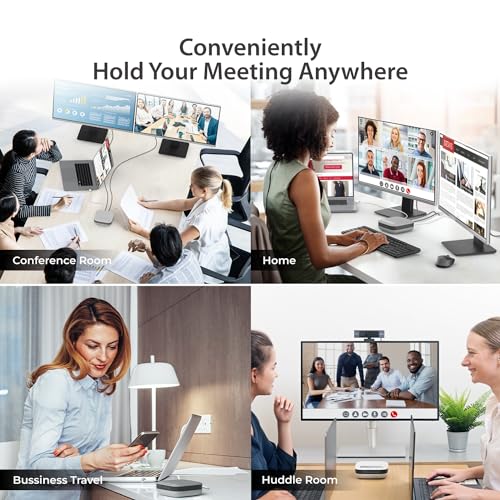 j5create USB-C Dual 4K Speakerphone Dock Pro, Dual 4K HDMI Audio Dock for Video Conference, USB-A x 2, USB-C, Gigabit ethernet, Pass-Through Charging - Works with Teams, Zoom (JCDS337)