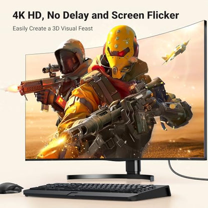 UGREEN 4K DisplayPort to HDMI Cable 1080P@120Hz, DP 1.2 to HDMI 1.4 Cord Alu Braided, Unidirectional Cable 6.6FT Compatible with Monitor, Desktop, HDTV, Laptop, AMD, NVIDIA - size: 6.6FT