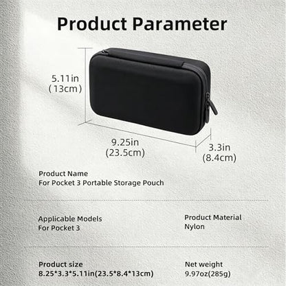 Osmo Pocket 3 Case, Portable Carrying Bag for DJI Osmo Pocket 3 Creator | Combo/Xtra Muse Vlogging Camera, Hard Storage Bag with Wrist and Carabiner, Surface Waterproof Travel kit Accessories