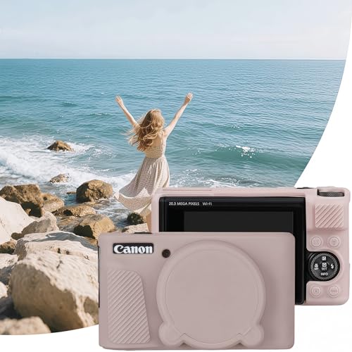 Camera Case for Canon PowerShot SX740/ SX730 Digital Camera,SX740 HS Case, Soft Silicone Protective Case Removable Lens Cover,Comes with 2 Screen Protectors and 1 Wrist Strap. (Tiffany Pink) - color: Tiffany Pink