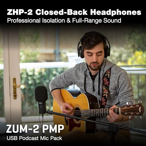 Zoom Zum-2 Podcast Mic Pack for Podcasting, Music, and Voice-Overs, Includes USB Microphone, Headphones, Tripod, Windscreen, and USB Cable
