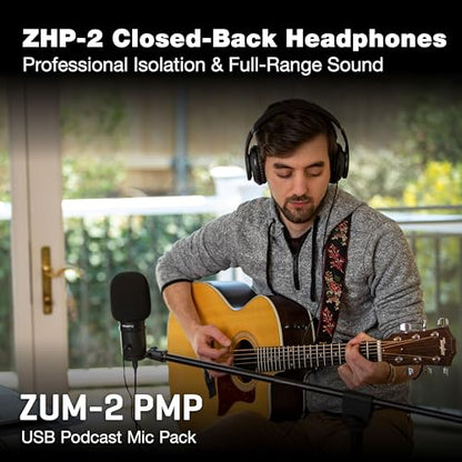 Zoom Zum-2 Podcast Mic Pack for Podcasting, Music, and Voice-Overs, Includes USB Microphone, Headphones, Tripod, Windscreen, and USB Cable