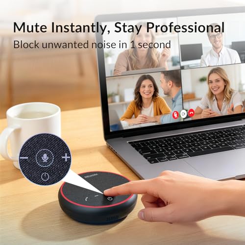 Conference Speakerphone, 3 AI Mics 360 Voice Pickup, Smart Noise Cancelling, Portable Speaker for Video Calls, Home Office & Small Team Meetings - color: FreeChat 101(3 Mics)