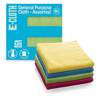 E-Cloth General Purpose Microfiber Cleaning Cloth Kit - Microfiber Cloth for Glasses, Windows, Mirrors, Cars, Cameras, & More, Household Cleaning Supplies, Cleans with Water - Assorted Colors, 4 Pack - color: Assorted Colors - 4 Pack, size: New Version