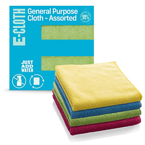 E-Cloth General Purpose Microfiber Cleaning Cloth Kit - Microfiber Cloth for Glasses, Windows, Mirrors, Cars, Cameras, & More, Household Cleaning Supplies, Cleans with Water - Assorted Colors, 4 Pack - color: Assorted Colors - 4 Pack, size: New Version