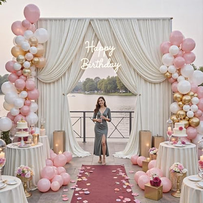 10ftx12ft Wrinkle Free Champagne Backdrop Curtain,2 Panels 12FT Height Wedding Backdrop Drapes,Silky Polyester Back Drop Cloth for Birthday Photography Background Party Backdrop Draping - color: Champagne, size: (W)5ft x (H)12ft (2 Panel)