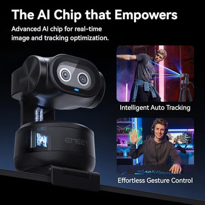 EMEET PIXY Dual-Camera AI-Powered PTZ Camera 2K, AI Tracking, PDAF&AI Autofocus 0.2s, 1/2.55'' Sony Sensor, 3 Mics, Presets, Gesture Control, 2K Webcam for Streaming and OBS/Twitch/Switch 2 Compatible - style: PIXY Dual-Camera AI PTZ 2K