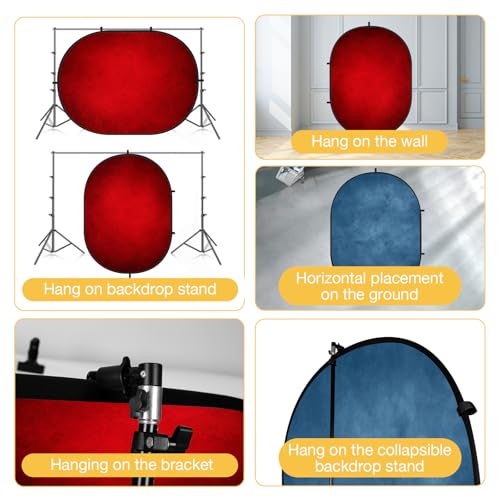 Kate Collapsible Backdrop Blue Pop Up Backdrops Red Portable Background for Portrait Photography, for Video, for Live Stream, 5x6.5ft