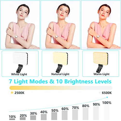 Anautin 60 LED 2200mAh Rechargeable Selfie Light, 7 Modes, 10-Level Brightness, Portable Clip on Light for Phone/Tablet/Laptop, Zoom Call Vlog Makeup TikTok Video Fill Light