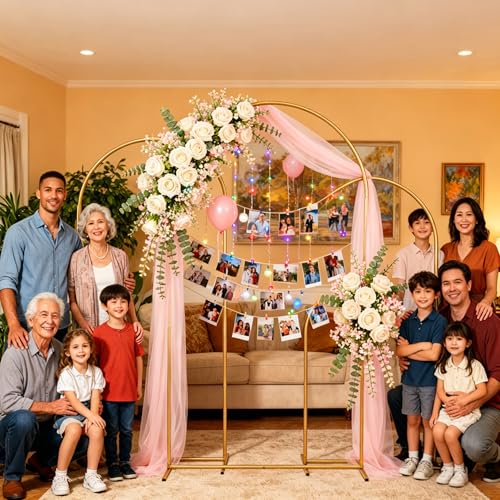 Metal Arch Backdrop Stand 7.2FT+6.6FT+6FT: Wedding Arch Frame for Ceremony Balloon Arch Stand for Birthday Anniversary Wedding Party Baby Shower
