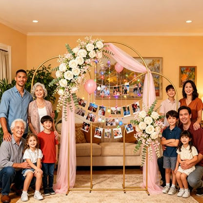 Metal Arch Backdrop Stand 7.2FT+6.6FT+6FT: Wedding Arch Frame for Ceremony Balloon Arch Stand for Birthday Anniversary Wedding Party Baby Shower