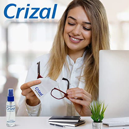 Crizal Eyeglass Lens Cleaning Kit – 1 Pack (2oz Spray + Microfiber Cloth) – Designed & Tested for AR-Coated Lenses – Complete Lens Care System - color: 2oz Spray W/Cloth, 1 Pack