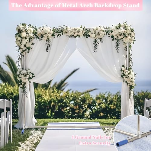 Wedding Arch Backdrop Stand,7x6 FT Metal Arch Backdrop Stand for Ceremony, Stainless Steel Square Backdrop Stand for Parties,Wedding,Birthday,Anniversary,Baby Shower,Garden Decorations - size: 7*6 ft