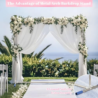 Wedding Arch Backdrop Stand,7x5 FT Metal Arch Backdrop Stand for Ceremony, Stainless Steel Square Backdrop Stand for Parties,Wedding,Birthday,Anniversary,Baby Shower,Garden Decorations - size: 7*5 ft