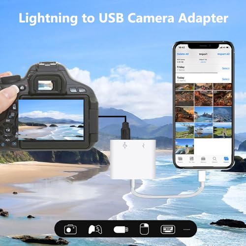 [Apple MFi Certified] Lightning to USB Camera Adapter with Charging Port for iPhone, USB 3.0 Female OTG Cable for iPad to Connect Card Reader USB Flash Drive U Disk Keyboard Mouse Hubs Midi - size: OTG + Charging Port to Lightning