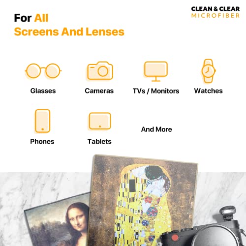 Large [6 Pack] Classic Art (The Kiss) - Ultra Premium Quality Microfiber Cleaning Cloths (Best for Camera Lens, Glasses, Screens, and All Lens.), Microfiber Cloth - color: Gustav Klimt "the Kiss", size: 6 Pack