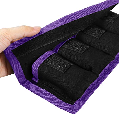 Meking 2 Pcs Battery Storage Case Bag with 4 Pockets for DSLR Camera, Suitable for AA/AAA Battery and LP-E6 LP-E8 LP-E10 LP-E12, EN-EL14 EN-EL15, NP-FW50 NP-F550 NP-FM500H - color: Purple 2pcs