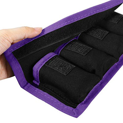Meking 2 Pcs Battery Storage Case Bag with 4 Pockets for DSLR Camera, Suitable for AA/AAA Battery and LP-E6 LP-E8 LP-E10 LP-E12, EN-EL14 EN-EL15, NP-FW50 NP-F550 NP-FM500H - color: Purple 2pcs