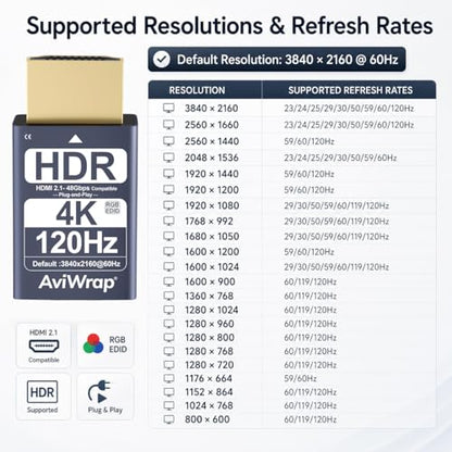 HDMI 2.1 Dummy Plug 4K HDR,EDID Emulator Virtual Display Adapter,HDMI Headless Adapter,Supports 4K/2K/1080P@30 60 120Hz for Windows/Mac/Linux(2pack) - color: 4K 120Hz HDR/hdmi2.1(2p)