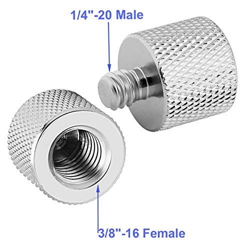 3/8 to 1/4 Adapter, 3/8"-16 Female to 1/4"-20 Male Thread Adapter for Camera Monitor, Mic Stand,Tripod - 2 Pack - color: 14 Male / 38Female