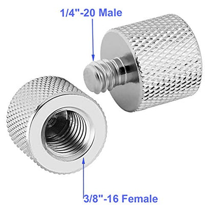 3/8 to 1/4 Adapter, 3/8"-16 Female to 1/4"-20 Male Thread Adapter for Camera Monitor, Mic Stand,Tripod - 2 Pack - color: 14 Male / 38Female