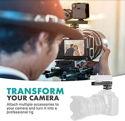Movo DSE4 Adjustable Cold Shoe Extension Bar - Cold Shoe Rail for DSLR Accessories - Lights, Monitors, Microphones, and More (4")