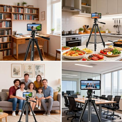 55" Aluminum Phone & Camera Tripod, Extendable Cell Phone Tripod Stand Compatible with iPhone/Android/Action Camera is Perfect for Live Streaming/Video Recording/Selfies - size: TR55-4