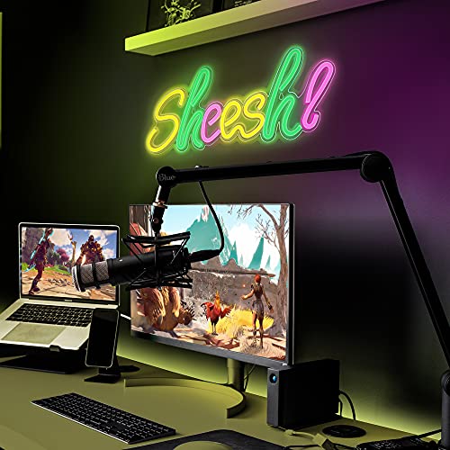 Lumoonosity Sheesh Neon Sign - Meme Sheesh Led Neon Lights for Gamers/Streamers/Influencers - Cool Sheesh Led Signs with On/Off Switch for Wall, Bedroom, Game Room Decor - 18.5 x 7.1-Inch - style: SHEESH
