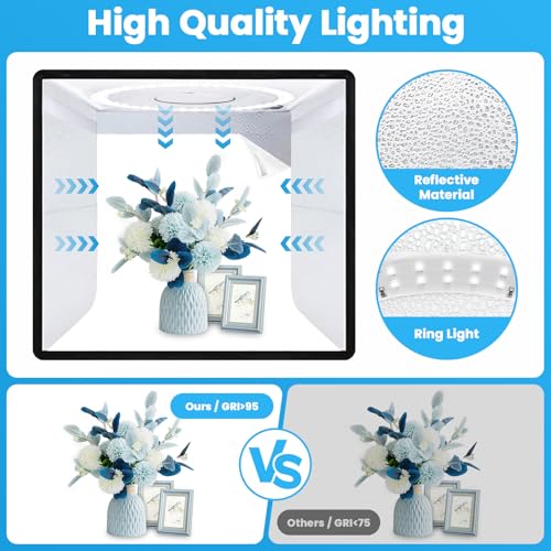 Light Box,Light Box Photography,12"x12"Photo Box,Photo Light Box,Product Photography Light Box with CRI >95,120 LEDs Lights,6 Photo Backdrops for Product Display - size: 12in X 12in