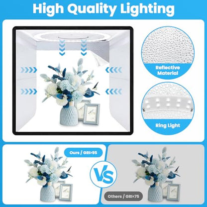 Light Box,Light Box Photography,12"x12"Photo Box,Photo Light Box,Product Photography Light Box with CRI >95,120 LEDs Lights,6 Photo Backdrops for Product Display - size: 12in X 12in