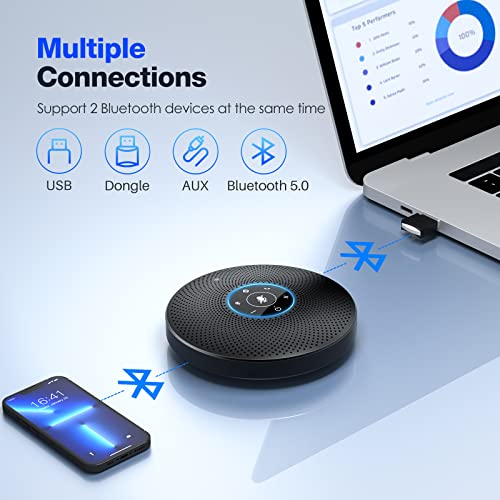 Bluetooth Speakerphone - eMeet M2 Max Professional Conference Speaker and 4 Directional Mics for up to 15 People Business Conference Calls High Volume Noise Reduction Daisy Chain Dongle Home Office - style: M2max-15 People