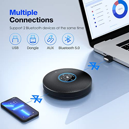 Bluetooth Speakerphone - eMeet M2 Max Professional Conference Speaker and 4 Directional Mics for up to 15 People Business Conference Calls High Volume Noise Reduction Daisy Chain Dongle Home Office - style: M2max-15 People