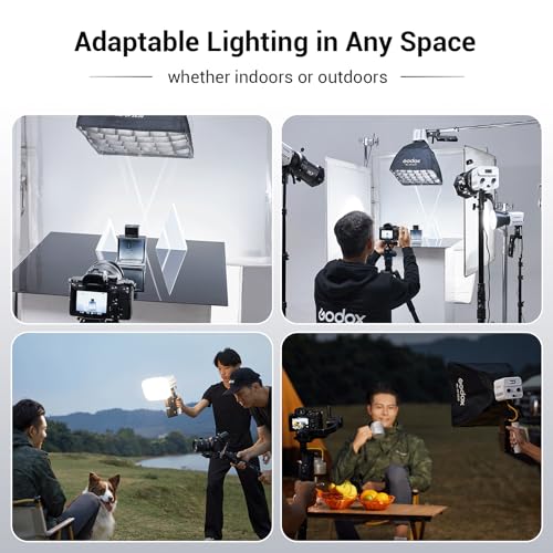 Godox ML60IIBi with Handheld Bracket, 70W Bi-Color LED Video Light, Handheld LED Light with Quiet Cooling Fan, Portable COB Continuous Output Lighting, 11 FX Effects 0-100% Brightness