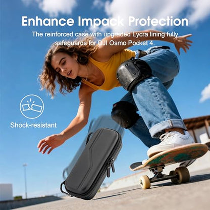 Osmo Pocket 4 Carrying Case for DJI OSMO Pocket 4 3 Accessories For Xtra Muse Portable PU Storage Small Protector Hard Bag Protective With Carabiner & Wrist Strap