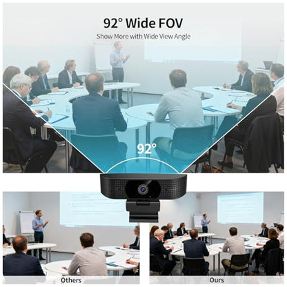 1080P Wireless Webcam for PC, Webcam with Noise-reducing Mic, 92°FOV，360° Rotation, Plug and Play, Wireless Camera Works with Skype, Zoom for Conference meetings, video calls (USB-powered Version) - color: Black
