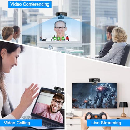 skybess 1080P HD Webcam, Live Stream Web Camera with Microphone and Privacy Cover - 110° View USB Webcam for PC Zoom Video Conferences, Calls, Skype, YouTube, Facetime, etc - Plug and Play