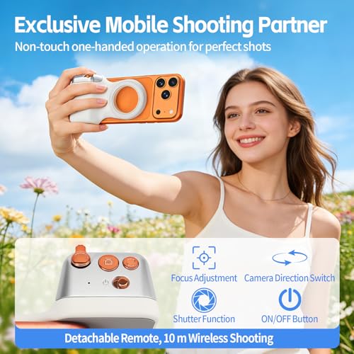 Magnetic Phone Camera Grip,Smartphone Shooting Holder, Selfie Handle Fun Shot Magnetic Grip for iPhone & Android with Wireless Shutter Button, Creator Kit for TikTok/Selfies/Photography/Video - size: Phone Camera Grip no Light