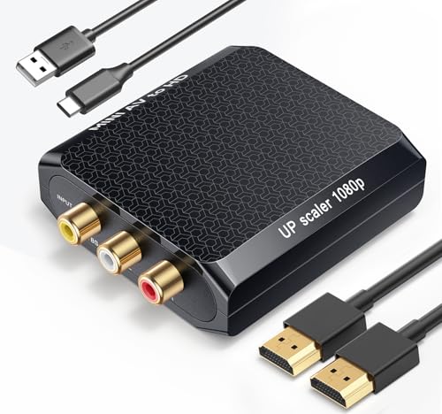 WENTER AV to HDMI Converter, 1080P RCA Composite to HDMI Adapter, Mini Analog CVBS Audio Video Adapter Supports PAL/NTSC for Smart TV VCR/VHS/Xbox/PS3/STB/N64/Wii/TV/PC/Blue-Ray DVD Players - color: Black AV Converter (With HDMI Cable)