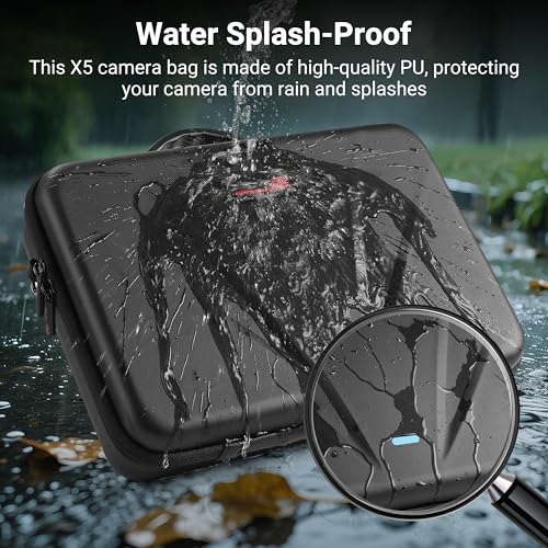 Carrying Case for Insta360 X5, Large Capacity Waterproof Travel Bag Protective Case Organizer for Insta 360 X5 Accessories, for Metal Cage, Charging Hub, Bullet Time 2.0, Foldable Selfie Stick
