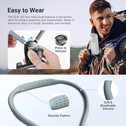NEEWER Neck Mount Compatible with GoPro DJI Insta 360 Action Cameras, Quick Release Neck Holder with Air Cushion & Adjustable Chest Strap, Accessories Kit for POV Vlogging Video Recording, GP49 - style: GP49