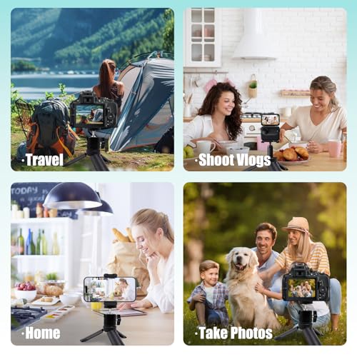 Mini Travel Tripod for DJI Osmo Pocket 3 & 2, 1/4"-20 Threaded Foldable Tabletop Stand with 360° Tripod Head, Compatible with Osmo Pocket 3 & 2, Cameras & Smartphones