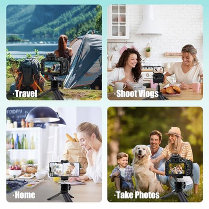 Mini Travel Tripod for DJI Osmo Pocket 3 & 2, 1/4"-20 Threaded Foldable Tabletop Stand with 360° Tripod Head, Compatible with Osmo Pocket 3 & 2, Cameras & Smartphones