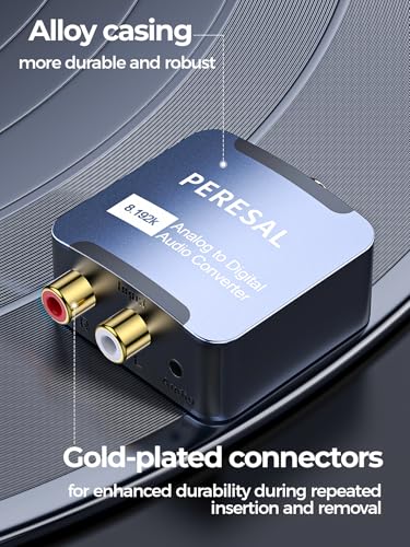 Analog to Digital Audio Converter 3.5mm to SPDIF/Coaxial with Optical Cable RCA to Optical for Laptops Desktop Computers to Soundbar ＆ Amplifiers