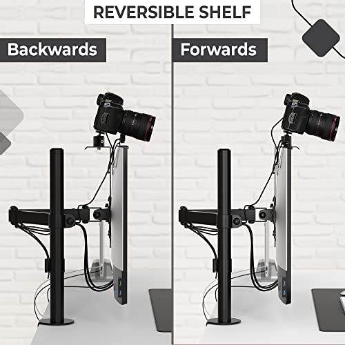 HumanCentric DSLR Monitor Mount Small, Desk Camera Mounting, Light Webcam, Microphone Shelf for Monitor VESA Arm, Replace Clamp Tripods, 100x100mm Patterns, Aluminum, Hardware Included - size: Small Shelf