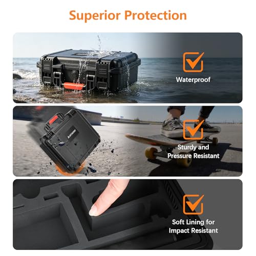 AMAZEAR Waterproof Hard Case Compatible with DJI OSMO Pocket 4, Pocket4 Creator Combo Accessories Dual-Layer Hard Shell Cover Travel Box for Carrying, Protection, Storage, Organization, Black