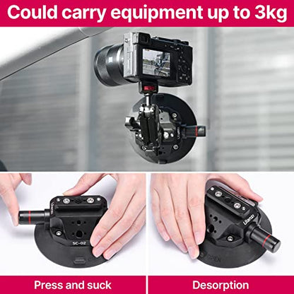 ULANZI SC-02 Suction Mount 4.5'', Magic Arm Bracket for DSLR Cameras Video | Shooting Filming Compatible with DJI OSMO Pocket 3/Pocket 4/Pocket 4 Pro/Luna/Insta 360 x 5/OSMO 360/Sony/Xtra Muse Cameras - size: 4.5" SC-02 Suction Mount