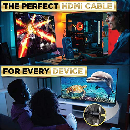 PowerBear 4K HDMI Cable 20 ft | Long Hdmi Cable, Braided Nylon & Gold Connectors, 4K @ 60Hz, Ultra HD, 2K, 1080P, ARC & CL3 Rated | for Laptop, Monitor, PS5, PS4, Xbox One, Fire TV, & More - size: 20ft